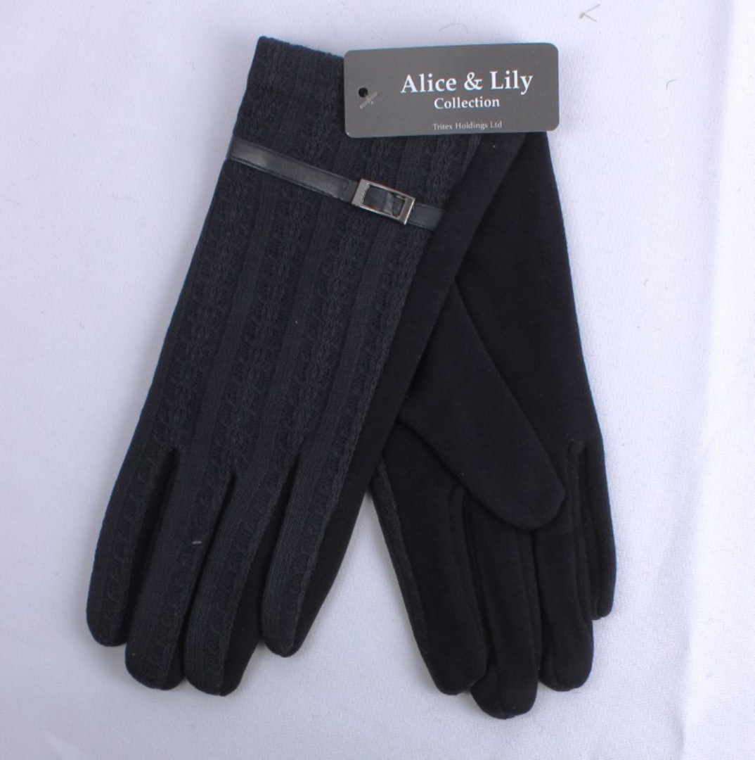 Winter ladies thermal lined glove deco strap and buckle navy  Style; S/LK4250 image 0